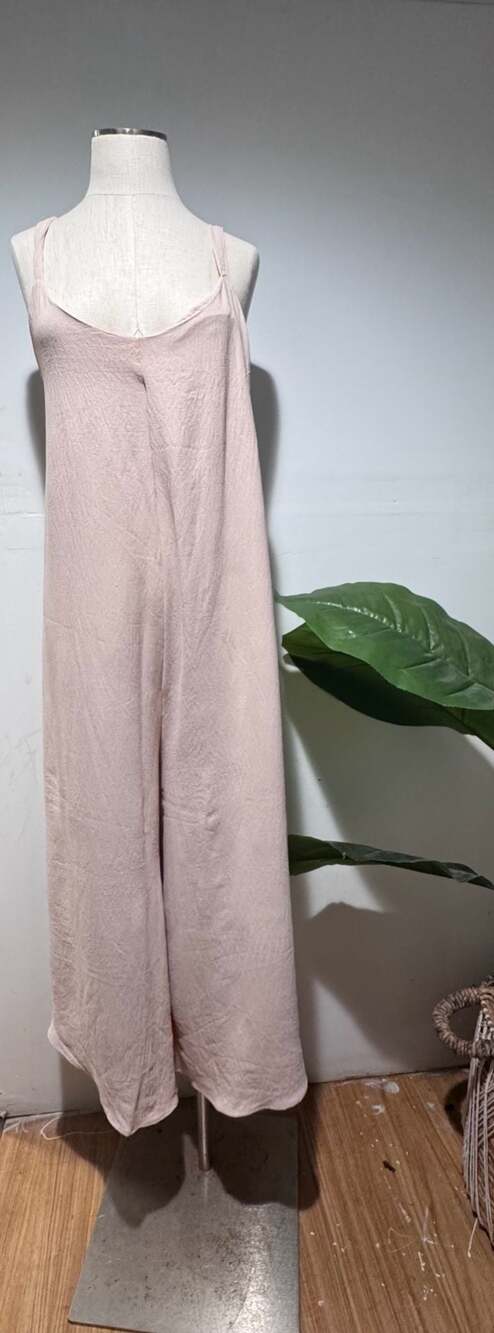 NWT AZ Collection Blush Beige Wide Leg Jumpsuit S/M